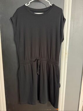 Lou & Grey for LOFT Short Sleeve Drawstring Waist Mini Dress Size: L